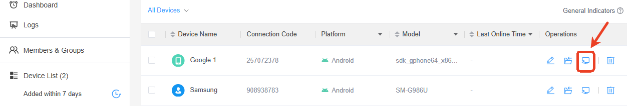 start remote support on AirDroid Remote Support web console